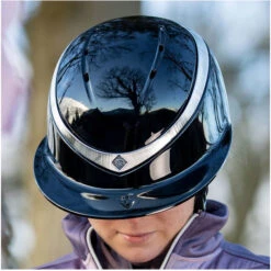 2022 Charles Owen Halo Gloss Helmet & Headband HALOGLOSSBS - Black Gloss / Platinum -Equestrian Clothing Sales halo black gloss chloe.700x700