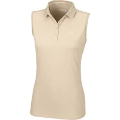 2023 Pikeur Womens Jarla Sleeveless Polo Shirt 322600 204 - Vanilla Cream Colour Vanilla Cream