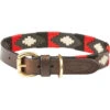 2022 Weatherbeeta Polo Leather Dog Collar 10016990 - Brown / Black / Red / White Colour Red/Brown/Black/White