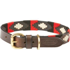 2022 Weatherbeeta Polo Leather Dog Collar 10016990 - Brown / Black / Red / White Colour Red/Brown/Black/White